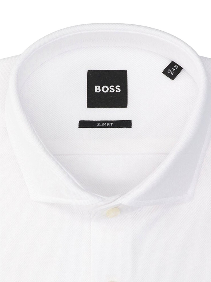 Wit katoenen hemd (slim fit) met details en lange mouwen Hugo Boss