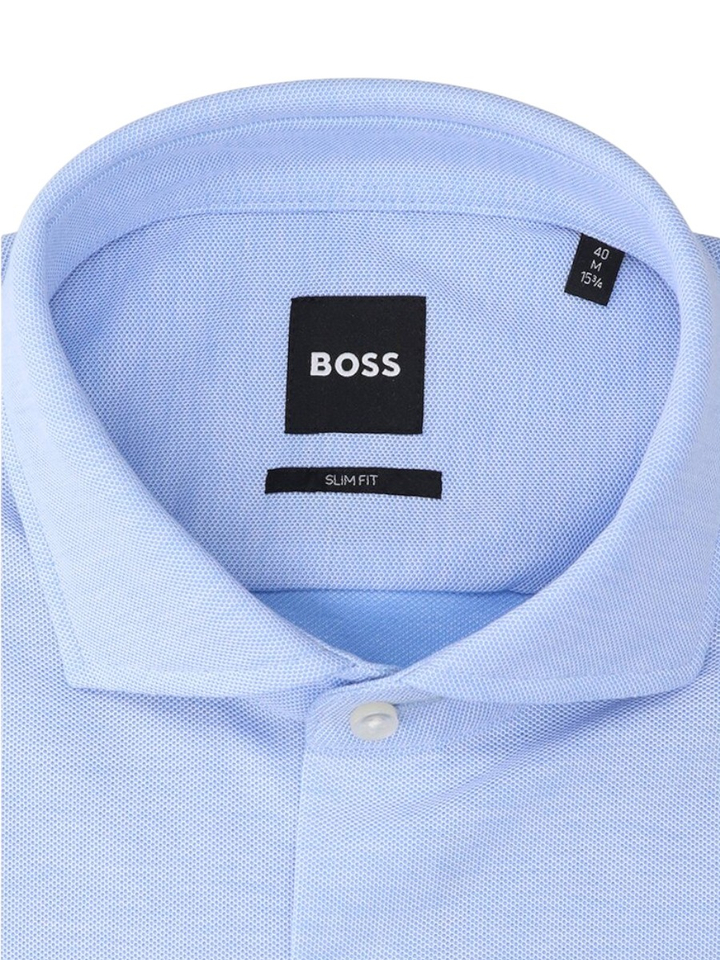 Lichtblauw katoenen hemd (slim fit) met lange mouwen Hugo Boss
