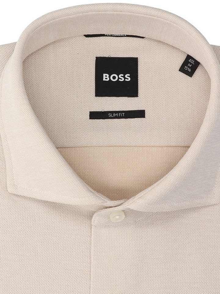 Light beige katoenen hemd (slim fit) met extra lange mouwen Hugo Boss