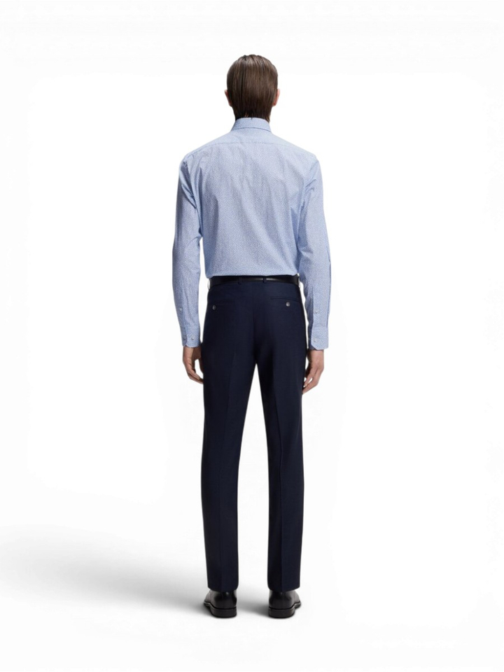 Blauw hemd met print (regular fit stretch) met lange mouwen Hugo Boss 
