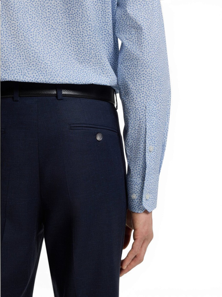 Blauw hemd met print (regular fit stretch) met lange mouwen Hugo Boss 