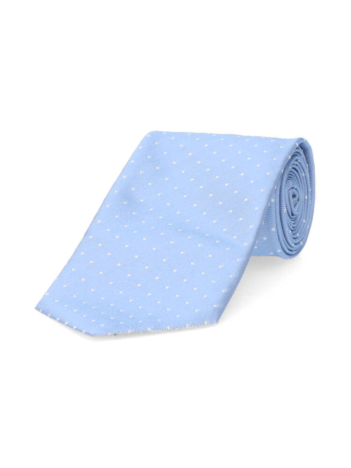 Light pastel blauwe gestippelde zijde das Hugo Boss