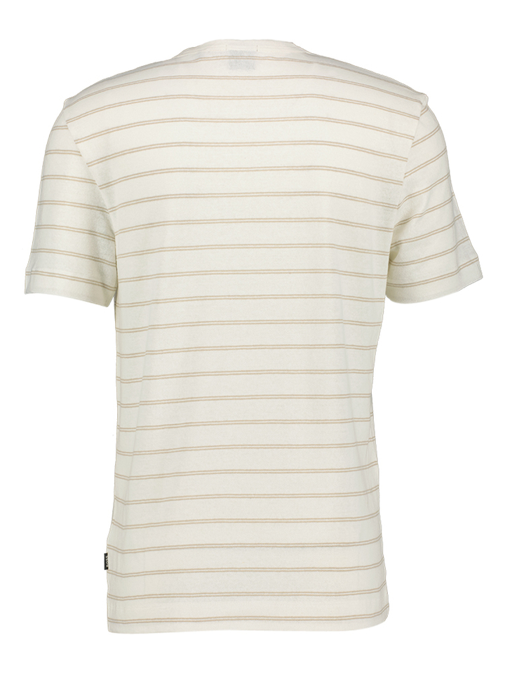 Ecru linnen  T-shirt met beige strepen Hugo Boss 