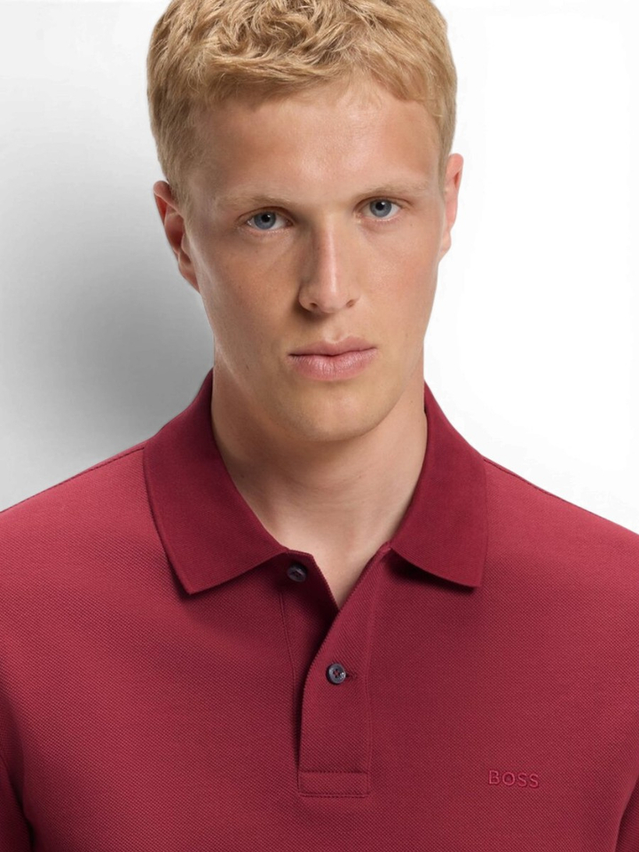 Rode katoenen polo Hugo Boss 