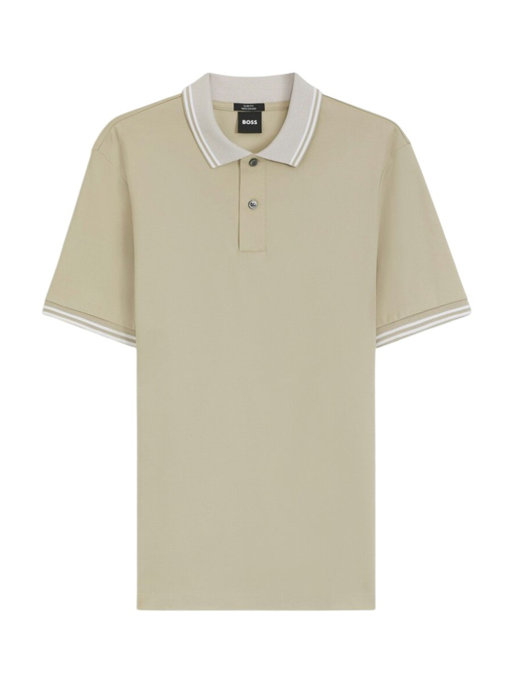 Beige polo met witte kraag Hugo Boss 