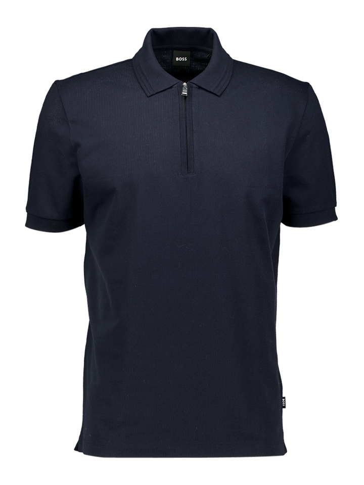 Donkerblauwe polo met korte rits Hugo Boss 