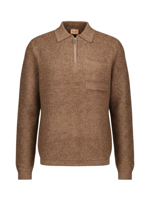 Bruine polo met lange mouwen Mos Mosh