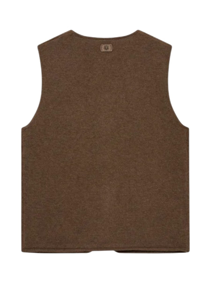 Bruine cardigan zonder mouwen met rits Mos Mosh