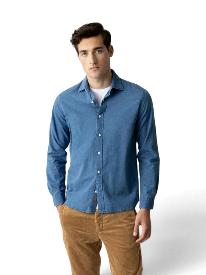 Blauw jeanshemd (regular fit) met lange mouwen Mos Mosh