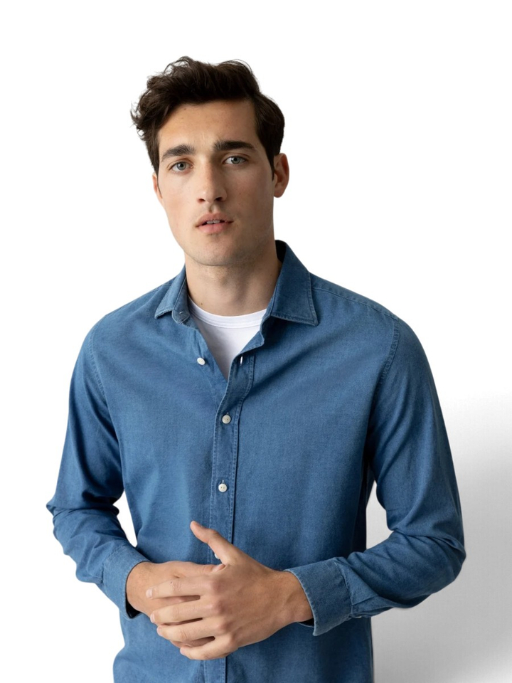 Blauw jeanshemd (regular fit) met lange mouwen Mos Mosh