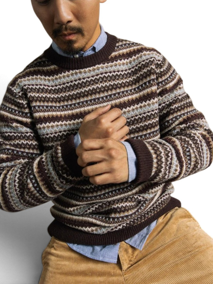 Multi-color gebreide trui met een jacquardpatroon Mos Mosh