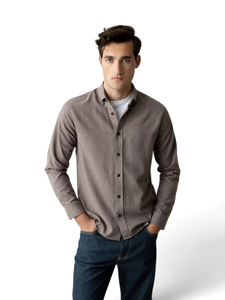 Bruin hemd regular fit Mos Mosh