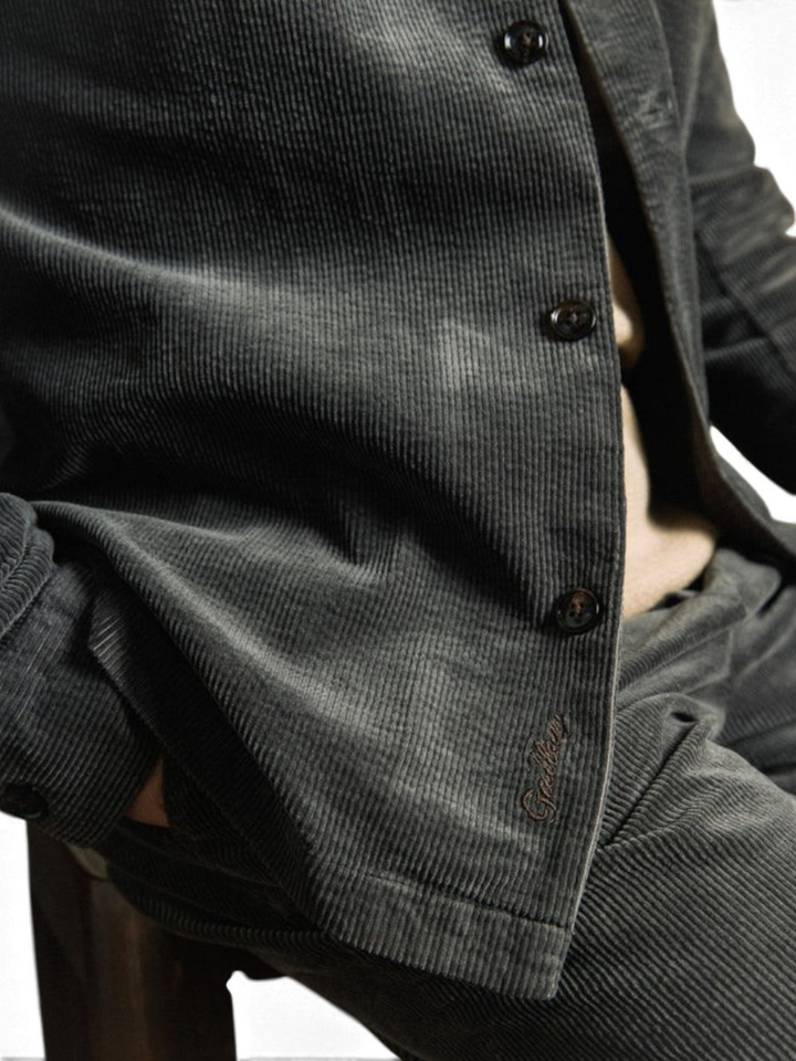 Grijze broek in velours Mos Mosh
