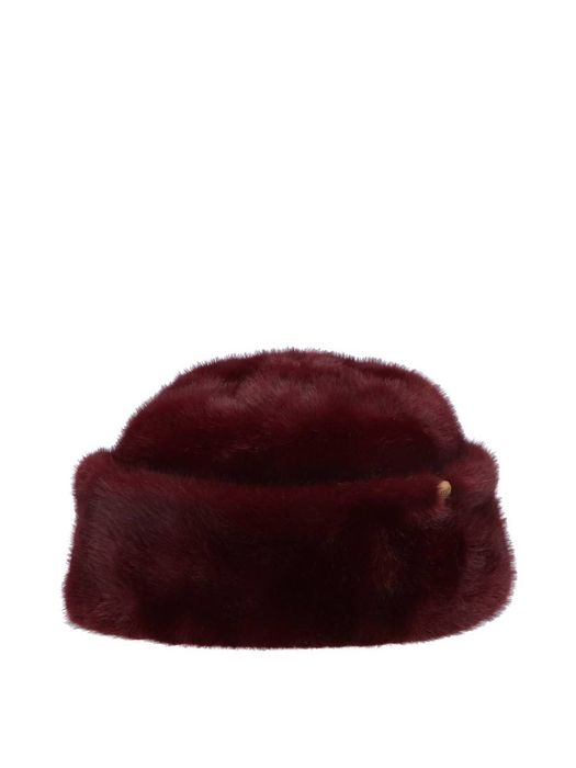 Aubergine kleurige hoed in faux fur Cherrybush Barts