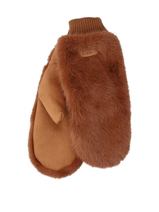 Camel kleurige wanten Fur Mitts Barts