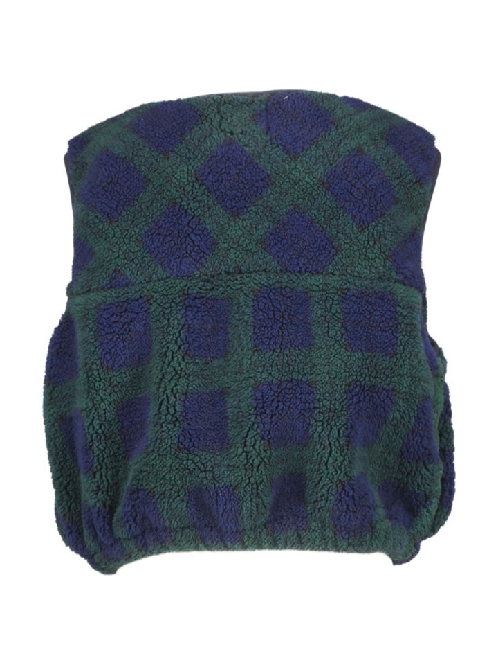 Fluffy bodywarmer in blauw en groen ruit motief Jala Bellerose 