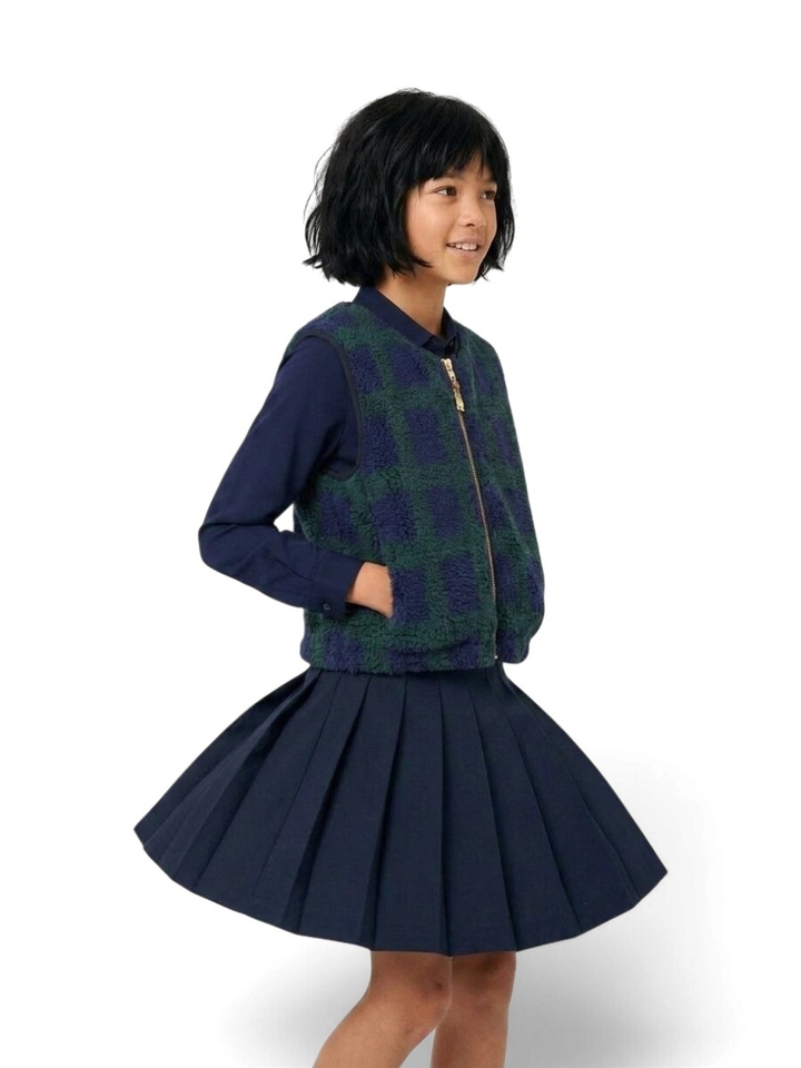 Fluffy bodywarmer in blauw en groen ruit motief Jala Bellerose 