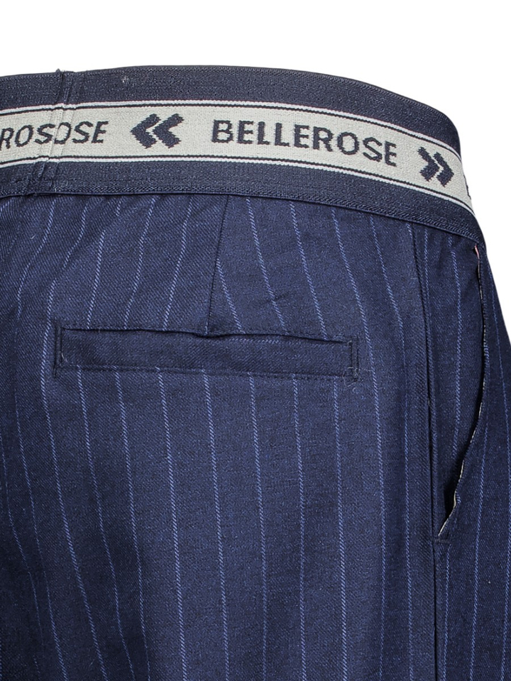 Donkerblauwe wijde broek met bandplooi en fijne krijtstreep Alysa Bellerose