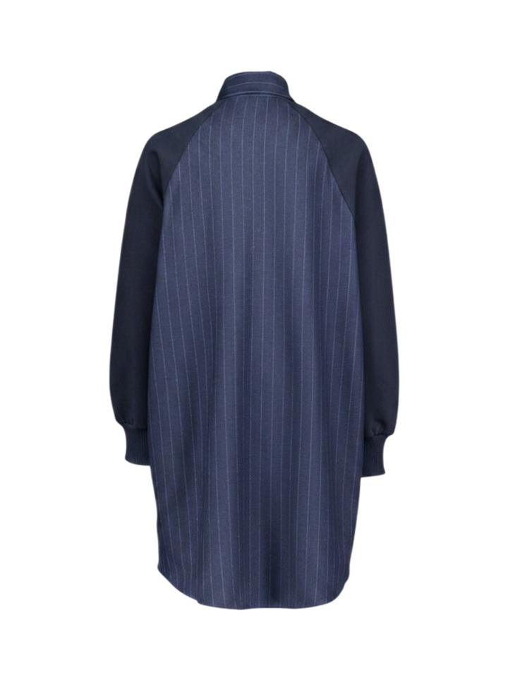 Donkerblauwe jurk met fijne krijtstreep Air Bellerose