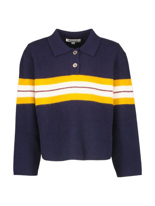 Donkerblauwe pull met gestreept detail Aetik Bellerose