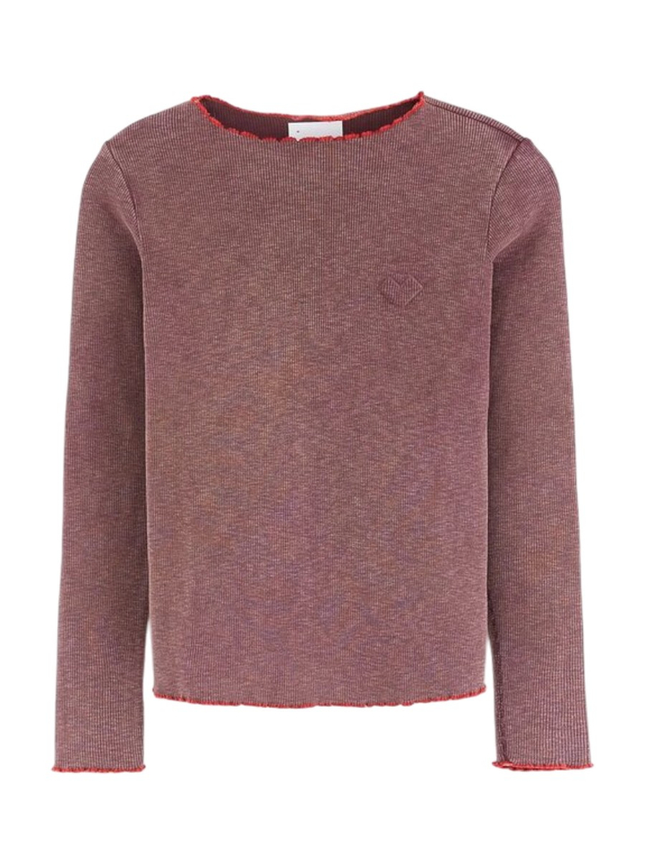 Bordeaux t-shirt met rood detail Bellerose