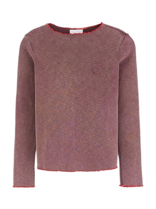 Bordeaux t-shirt met rood detail Bellerose
