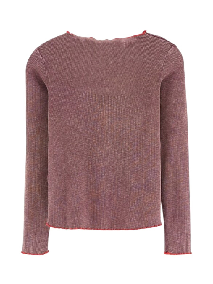 Bordeaux t-shirt met rood detail Bellerose
