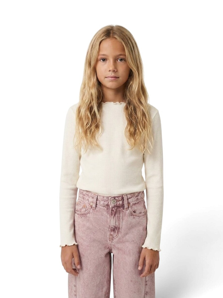 Ecru t-shirt met lange mouwen Fibu Bellerose 