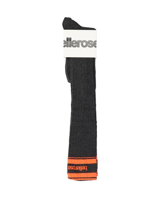Donkergrijze sokken met fluo oranje details
