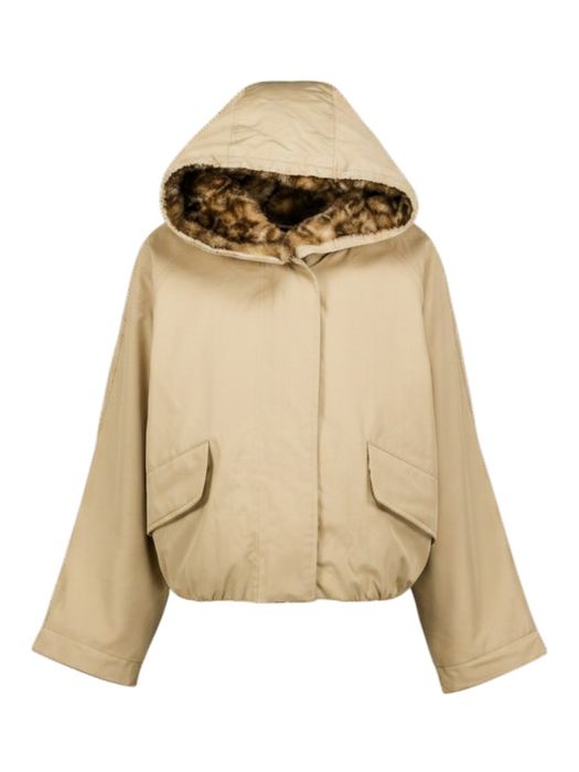 Beige jas met rits en kap Hermine Bellerose