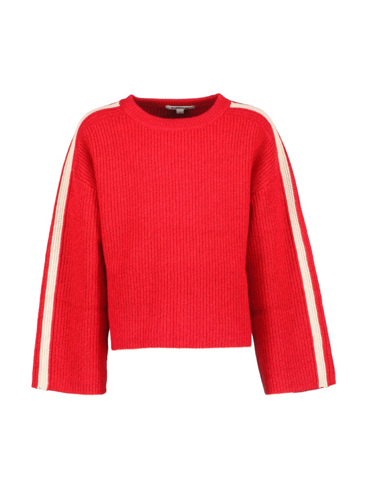 Rode sweater met wit detail aan de mouw Gorsy Bellerose 