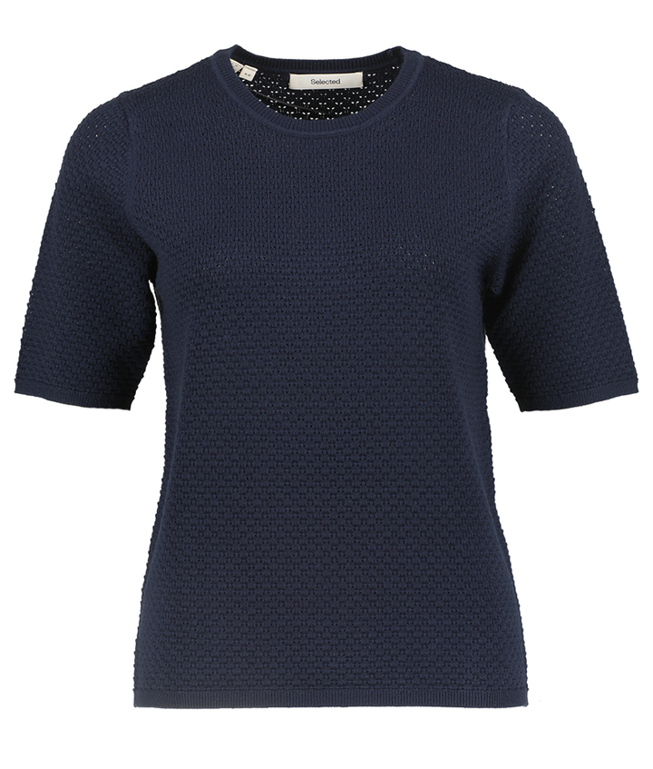 Blauwe trui met korte mouwen Selected