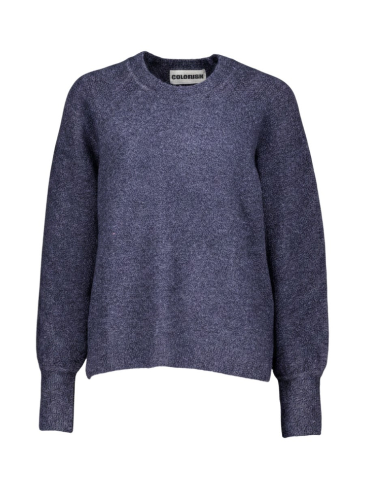 Donkerblauwe gebreide trui met ronde hals Zeta Colorush