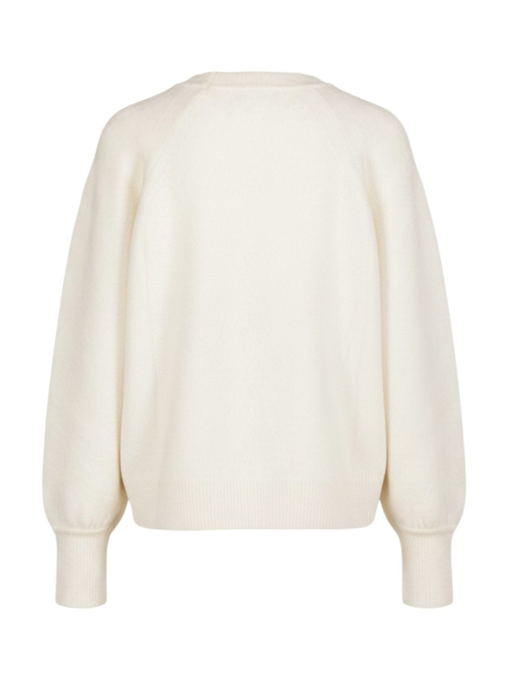 Witte gebreide trui met ronde hals Zeta Colorush