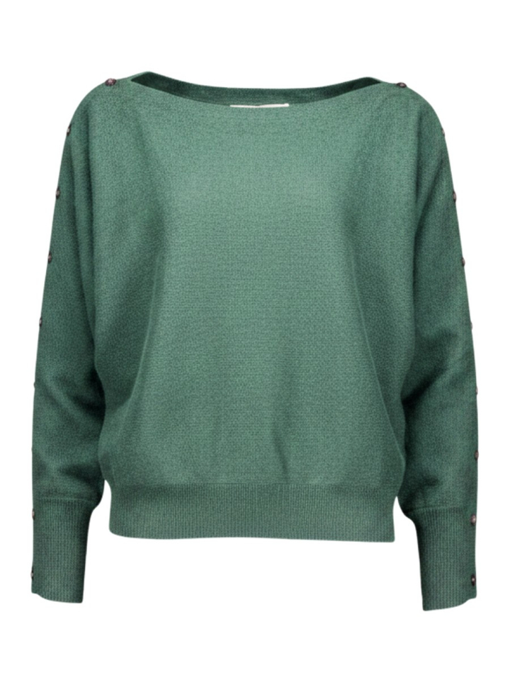 Donkergroene trui met boothals Bluebird Colorush