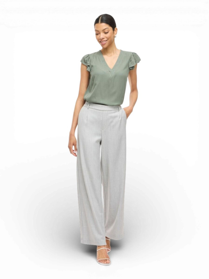 Grijze broek met hoge taille Vivarone Vila