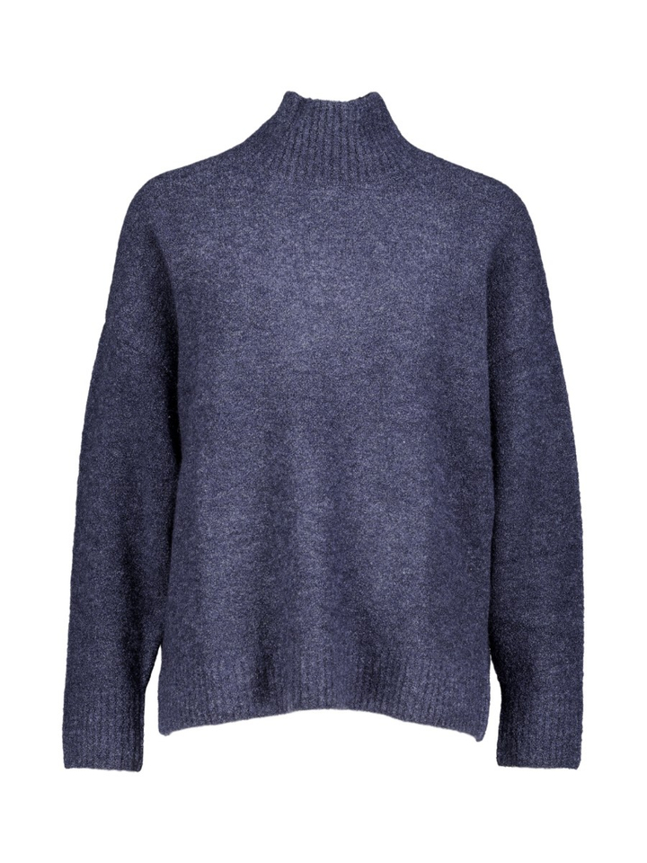 Donkerblauwe gebreide trui in merino wol Zeta Colorush