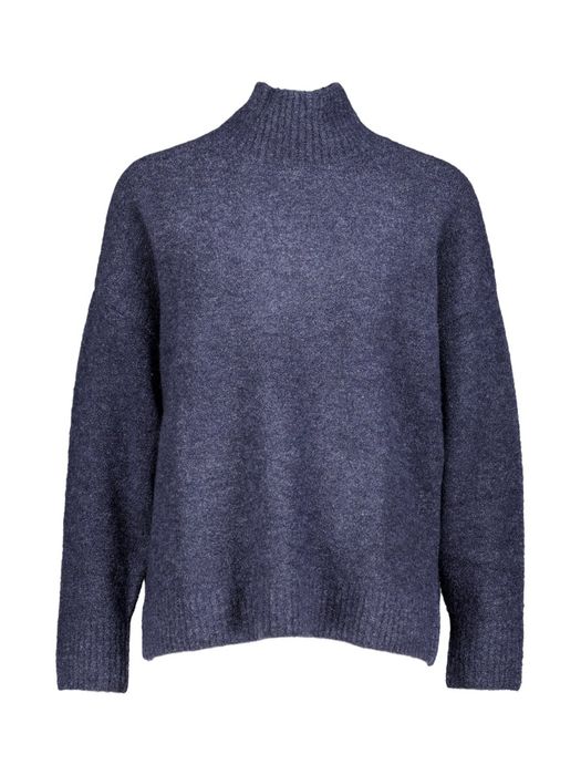 Donkerblauwe gebreide trui in merino wol Zeta Colorush