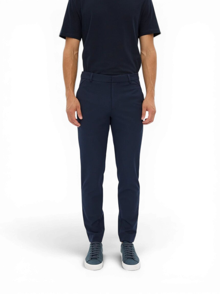 Donkerblauwe geklede broek Josh Plain 
