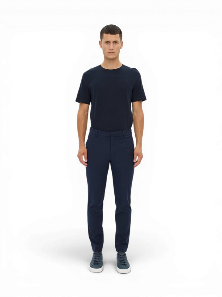 Donkerblauwe geklede broek Josh Plain 