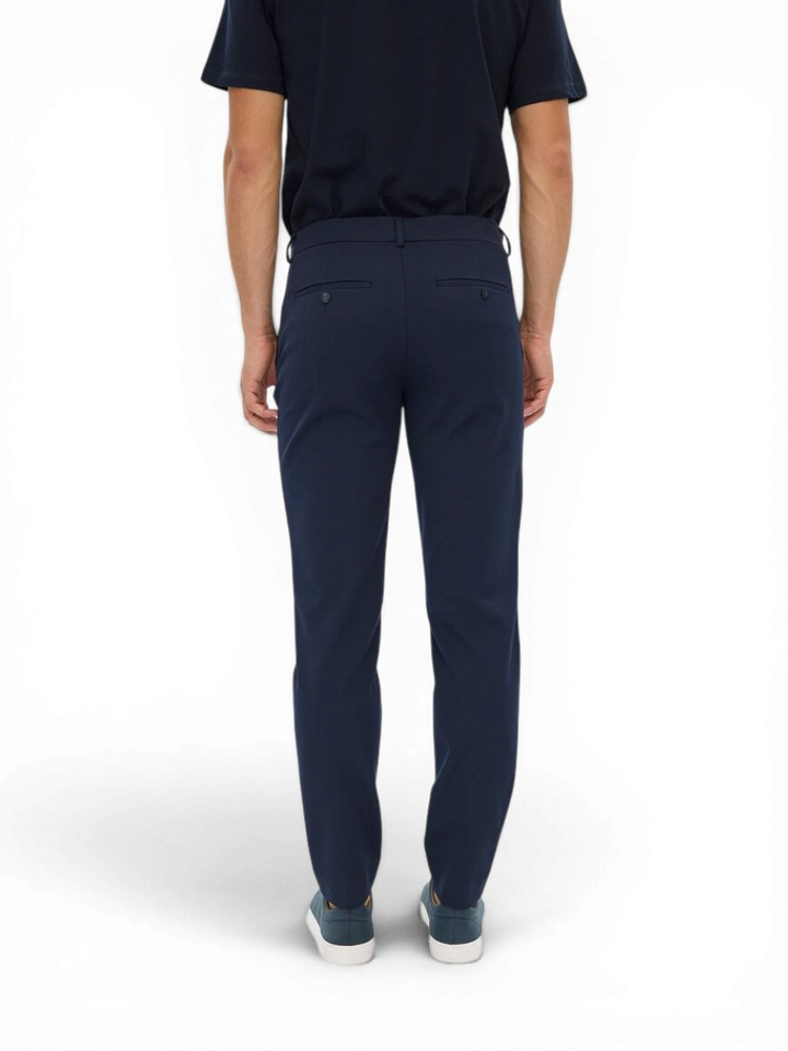Donkerblauwe geklede broek Josh Plain 