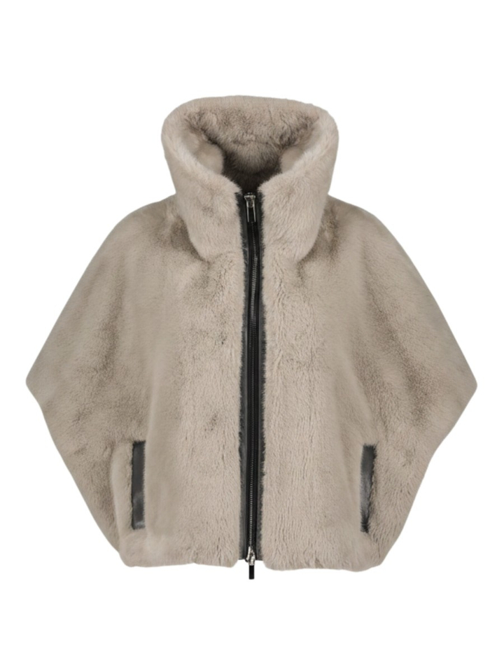 Beige jas in faux fur Pauline Milestone