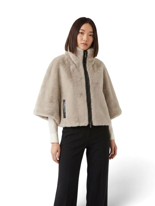 Beige jas in faux fur Pauline Milestone