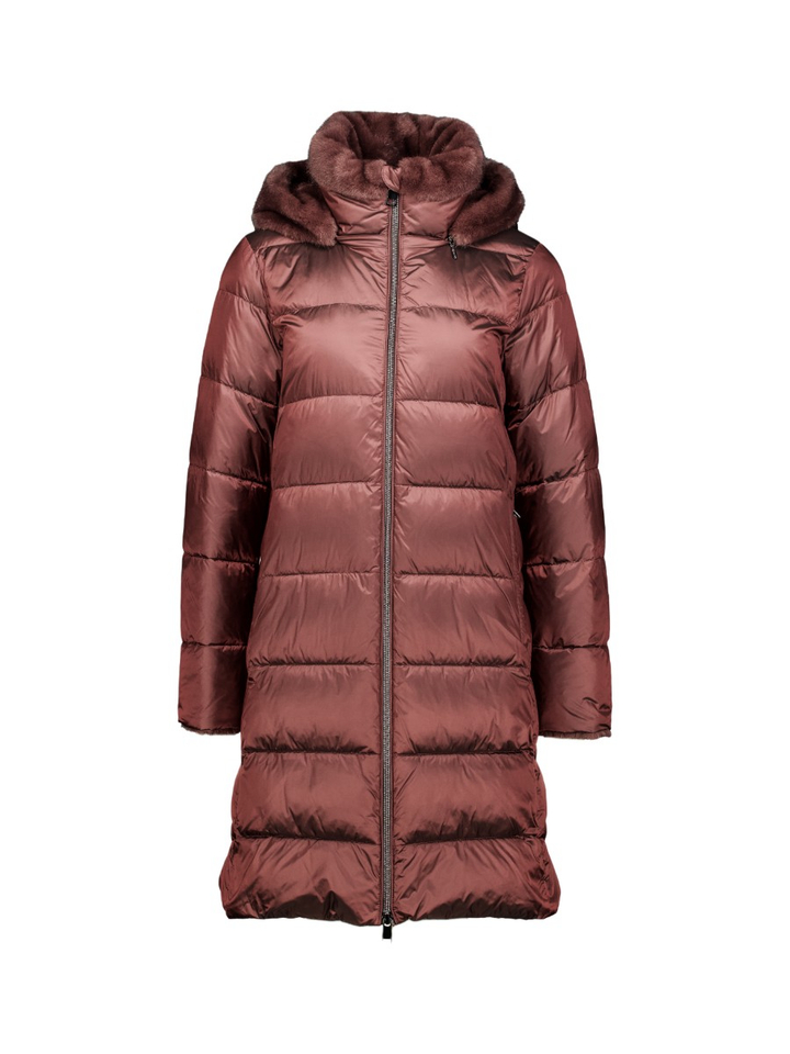 Bordeaux jas met bontkap Louise Milestone