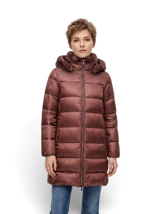 Bordeaux jas met bontkap Louise Milestone