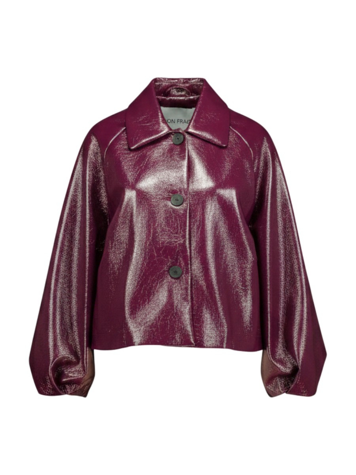 Aubergine kleurige jas in lederlook Ciel Mon Frac