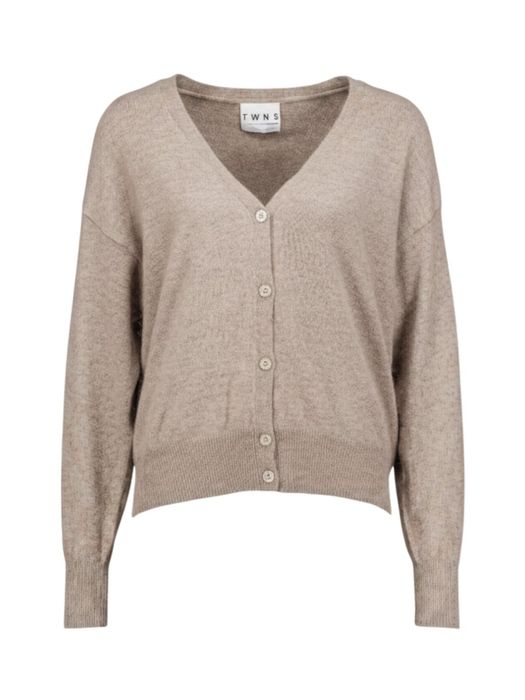 Greige cardigan met knopen Aspen Twns