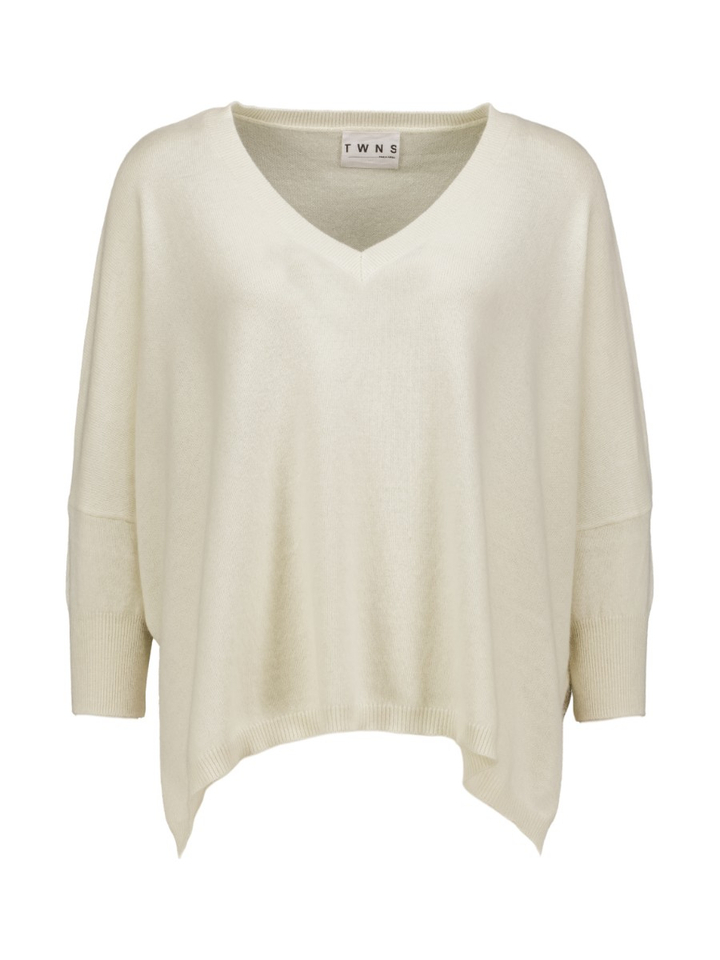 Ecru fijne pull met V-hals Jefferson Twns