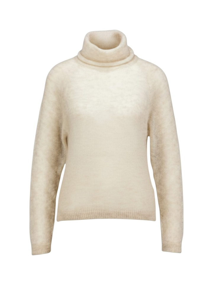 Beige fijne pull met rolkraag Kamea Twns