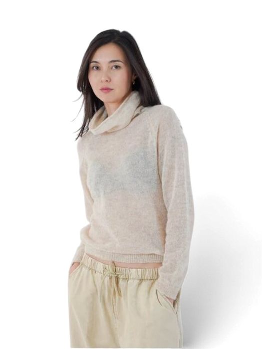 Beige fijne pull met rolkraag Kamea Twns